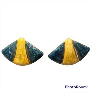 Vintage Enamel Fan Earrings